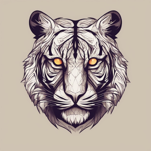 Intricate Fractal Tiger Logo Unique Blend of Art and Branding