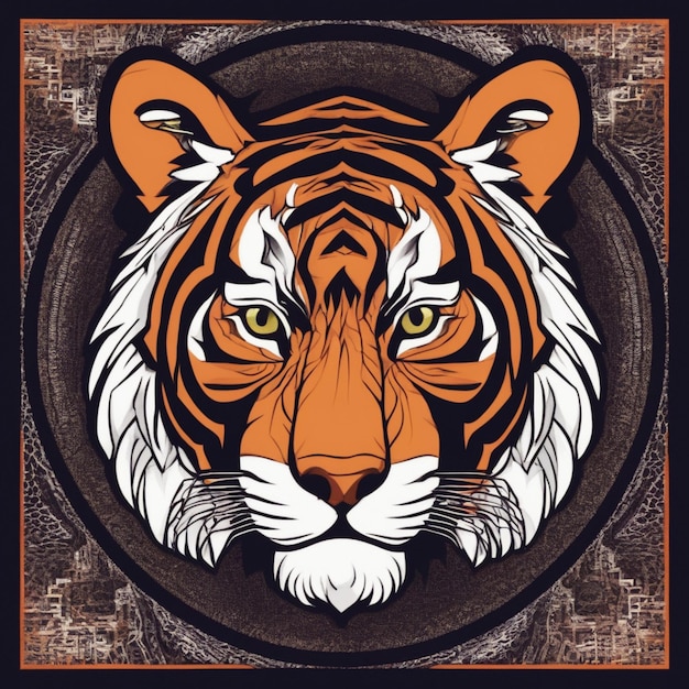 Intricate Fractal Tiger Logo Unique Blend of Art and Branding