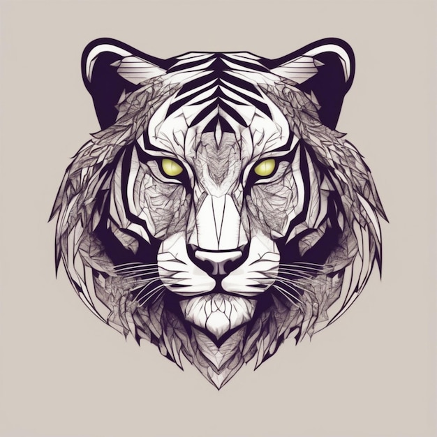 Intricate Fractal Tiger Logo Unique Blend of Art and Branding