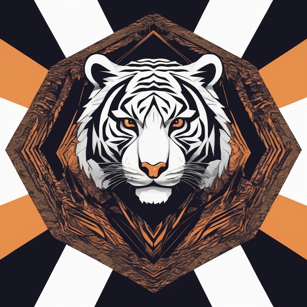 Intricate Fractal Tiger Logo Unique Blend of Art and Branding