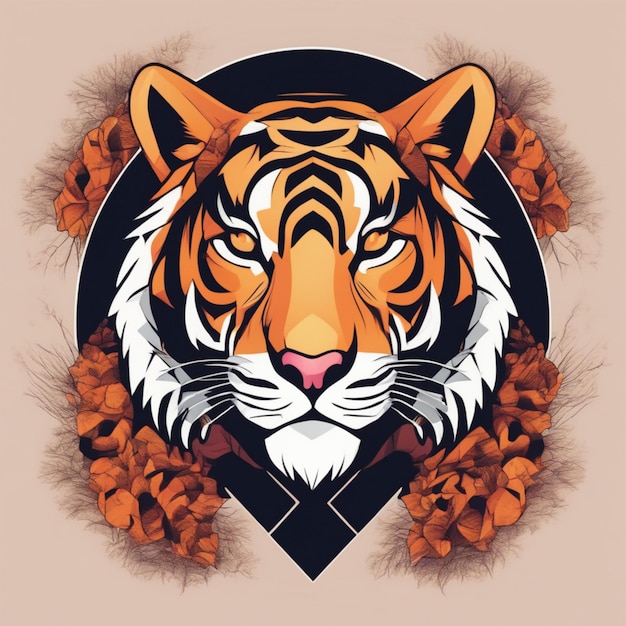 Intricate Fractal Tiger Logo Unique Blend of Art and Branding