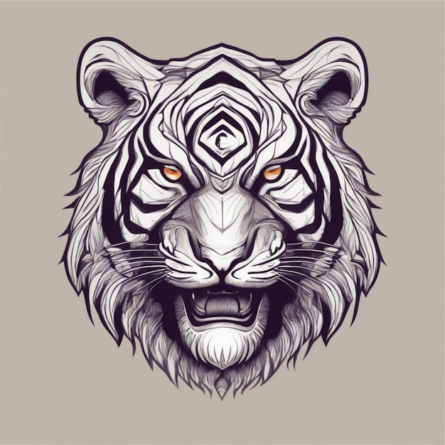 Intricate Fractal Tiger Logo Unique Blend of Art and Branding