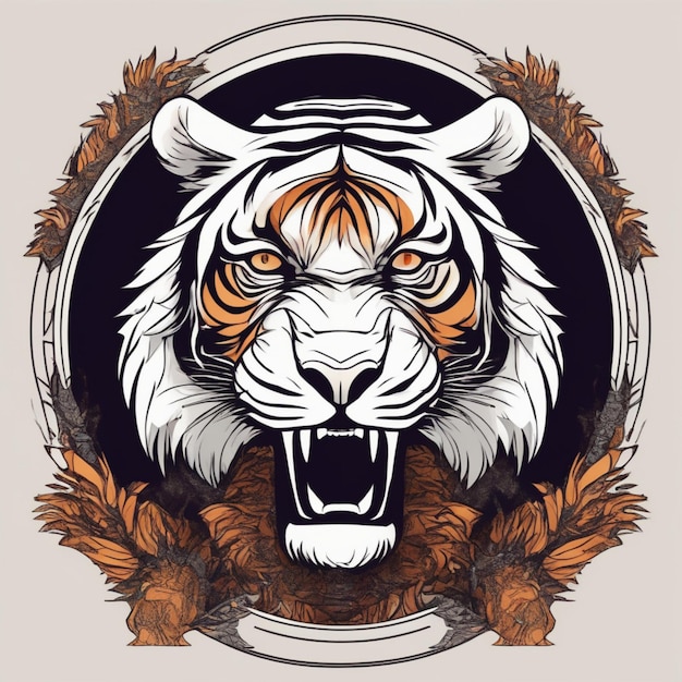 Intricate Fractal Tiger Logo Unique Blend of Art and Branding