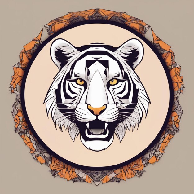 Intricate Fractal Tiger Logo Unique Blend of Art and Branding