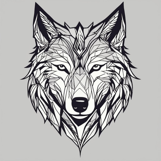 Intricate Fractal Wolf Logo Unique Blend of Art and Branding