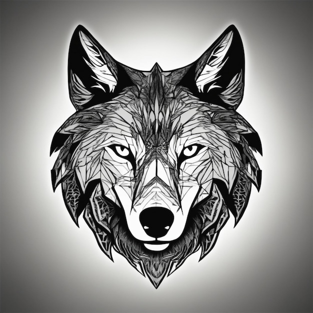 Intricate Fractal Wolf Logo Unique Blend of Art and Branding