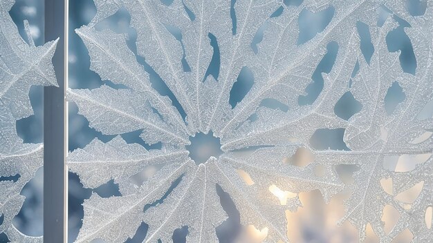 Foto intricati disegni di ghiaccio su una finestra