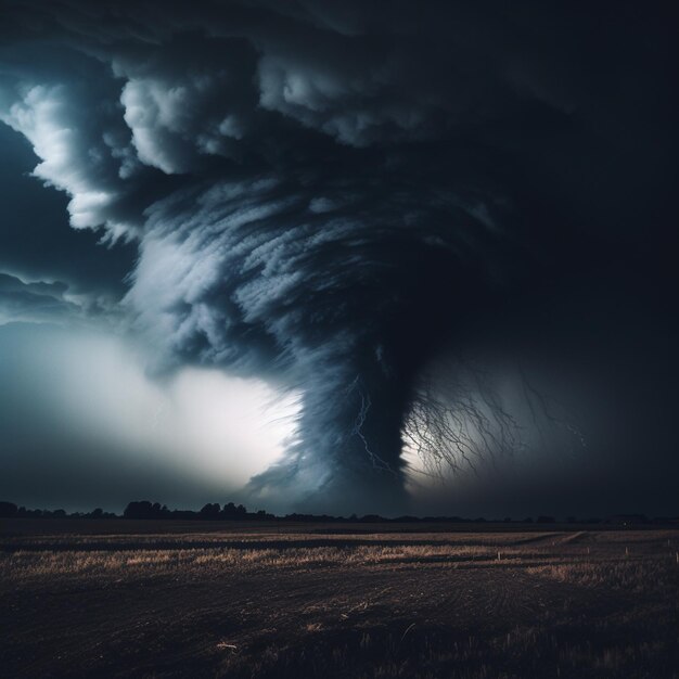 Intricate Fury Minimalist Tornado Landscape