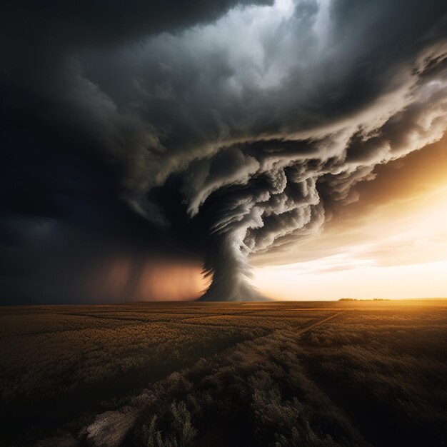 Intricate Fury Minimalist Tornado Landscape