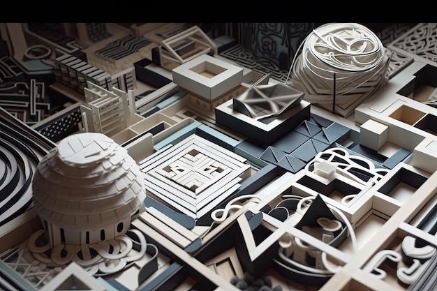 Intricate geometric patterns and letterforms in a stopmotion video created with generative ai