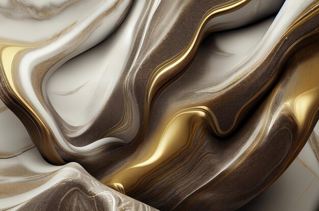 Intricate gold and grey, structure-curls and waves 3d marble as background texture