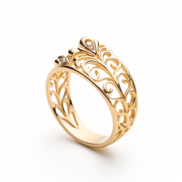 Intricate Gold Ring Inspired By Crown Delicate Minimalism With Distinct Stylistic Range