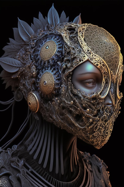 Photo intricate gothic skull mask cyborg ai generated