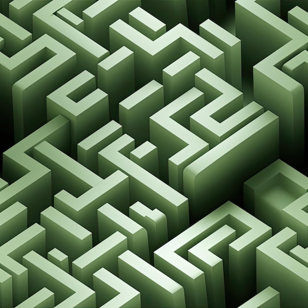 Photo intricate green 3d maze with hidden details and precise sculpting tiled