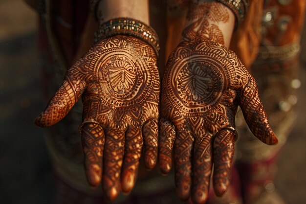 Intricate henna designs adorning hands