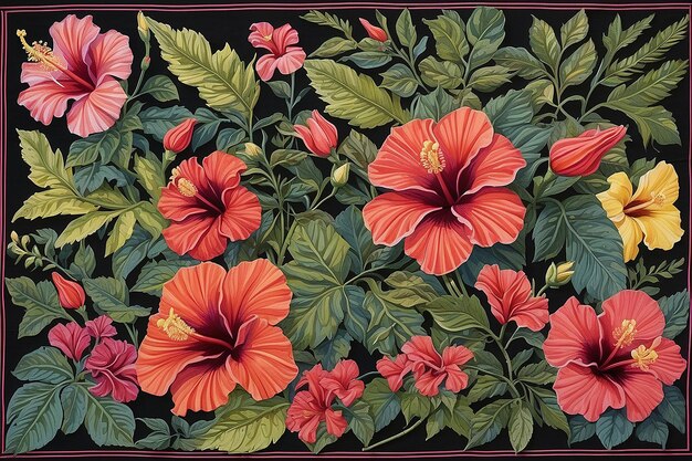 Intricate Hibiscus Tapestry