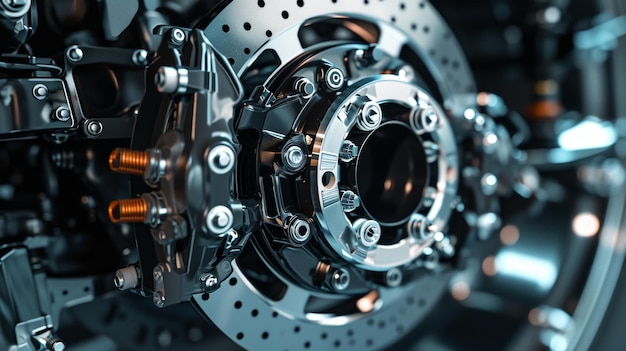 Photo the intricate inner workings of the brake caliper are revealed in a closeup shot with the camera