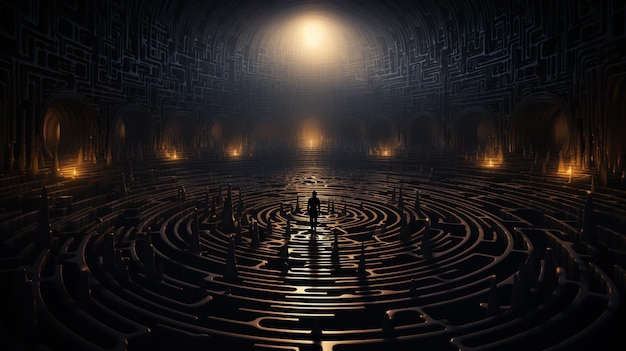 Foto un intricato labirinto di ombre