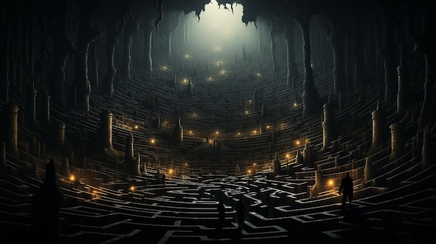 Foto un intricato labirinto di ombre