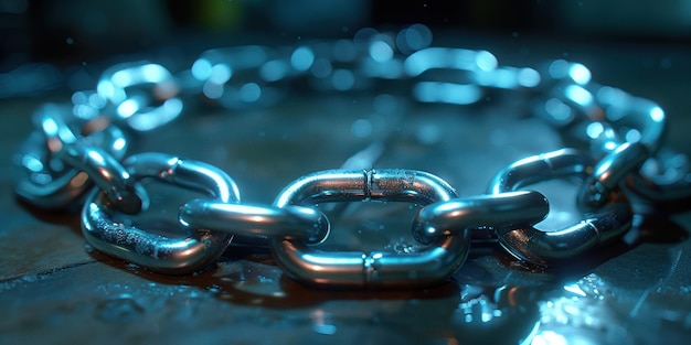 Photo intricate linkages a closeup portrait of metal chain on table