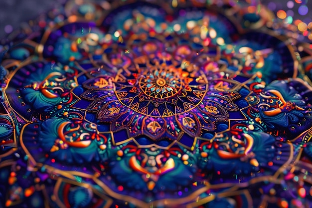 Photo an intricate mandala pattern in vibrant colors oct