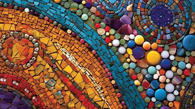 Сложная мозаика с яркими цветами