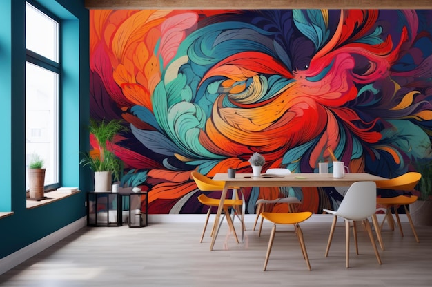 Intricate Mural paint wave Generate Ai