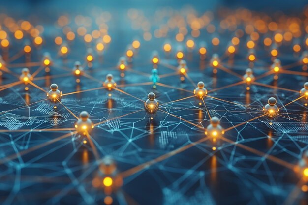 Foto l'intricata rete di nodi e connessioni simboleggia la complessa tecnologia di comunicazione digitale dei dati