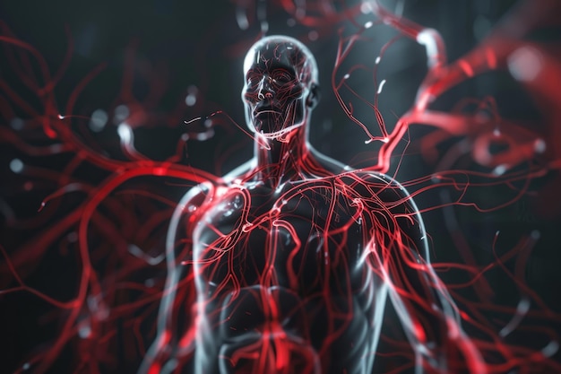 Photo the intricate network of veins and arteries within the body