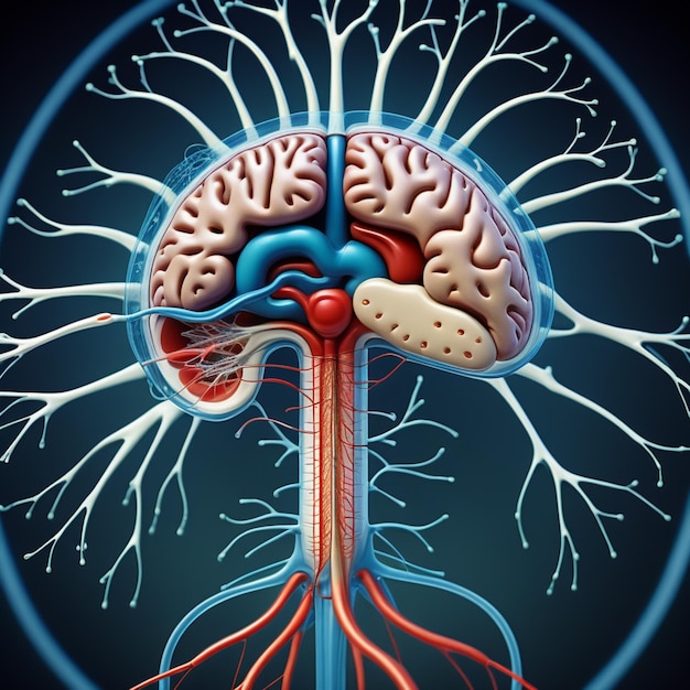 Foto l'intricato paesaggio neurale che mappa la corona dell'intelligenza umana