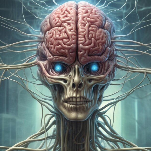 Сложный нейронный ландшафт, отображающий корону человеческого интеллекта