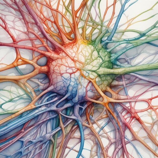 Photo the intricate neural landscape mapping the crown of human intelligence