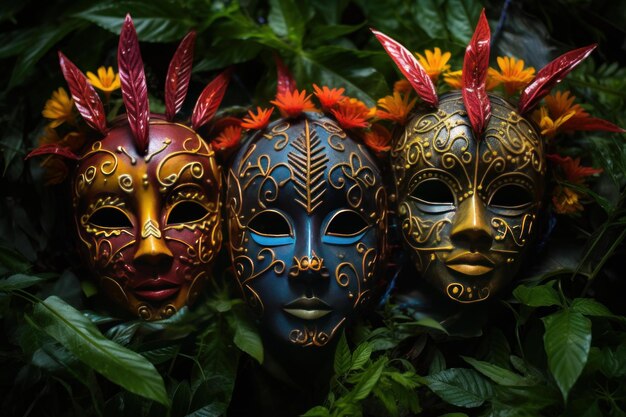 Intricate Painted mask plants Generate Ai