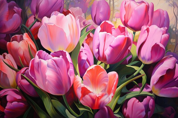 Intricate Painting tulips Generate Ai