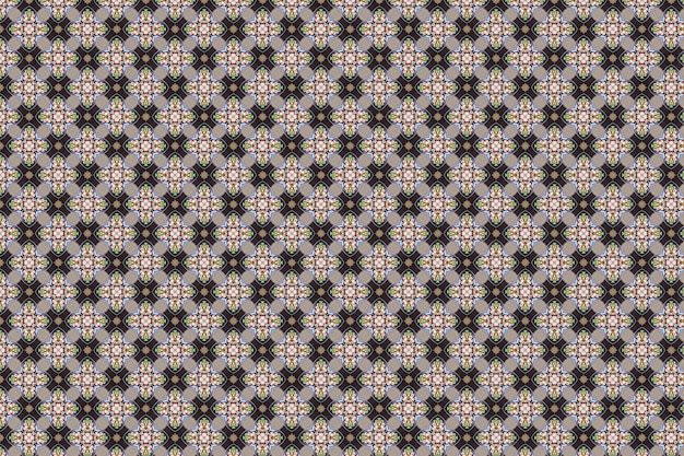 intricate pattern with floral design elements on checkered background