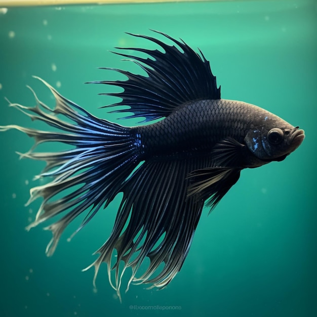 Intricate Patterns of a Black Betta Fish AI generated