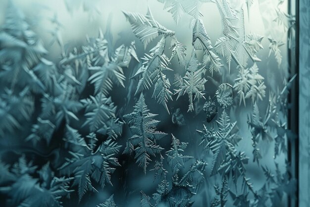 Photo intricate patterns of frost on a winter window oct