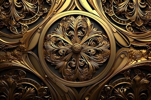 Intricate patterns of golden filigree interlace