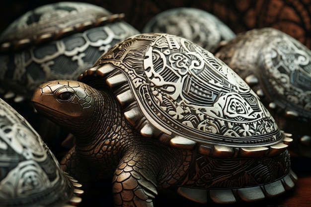 Intricate patterns on the shells of ancient turtle 00459 02