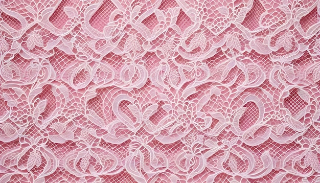 Photo intricate pink lace fabric texture