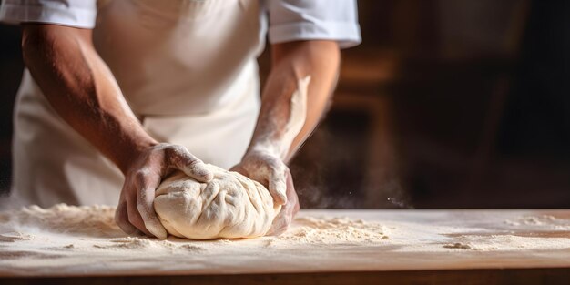 The intricate process of crafting artisan bread dough by a skilled baker Concept Artisan Bread Making Skilled Baker Dough Craftsmanship Baking Techniques