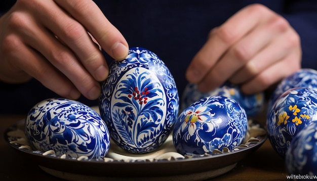 the intricate process of painting eggs for the HaftSeen table