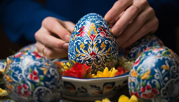 the intricate process of painting eggs for the HaftSeen table