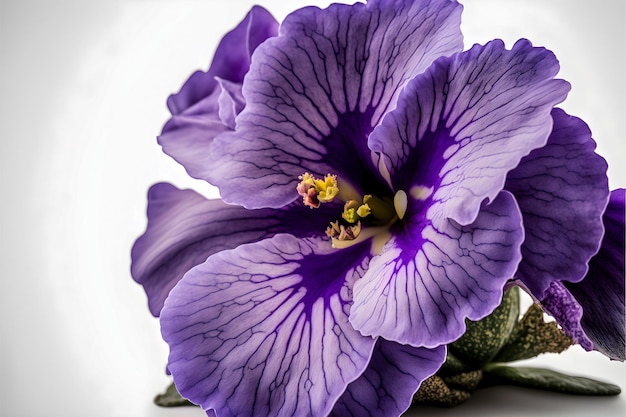 Intricate purple petals of an African violet closeup