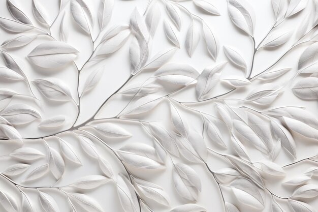 Foto intricate silver leaf pattern on white marble