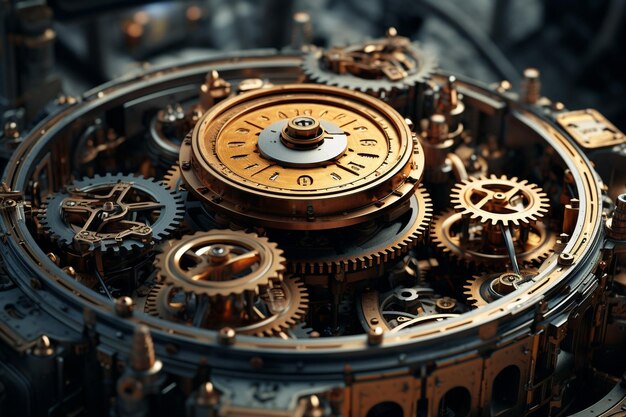 Intricate steampunk machinery with gears and cogs 00435 00