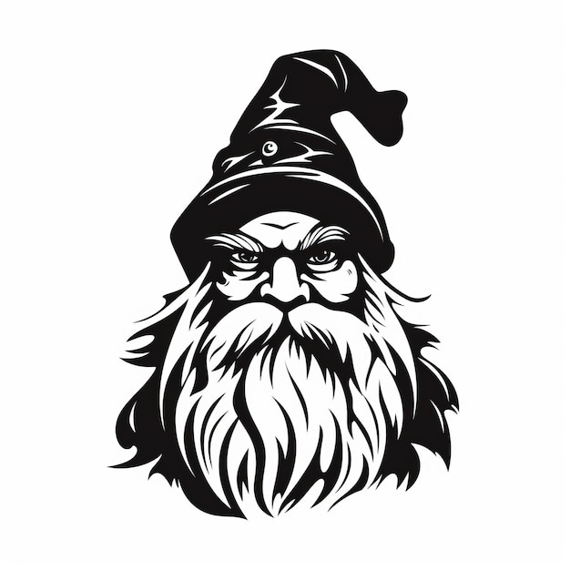 Photo intricate and striking monochrome gnome stencil vector graphics with svg format on a clean white ba