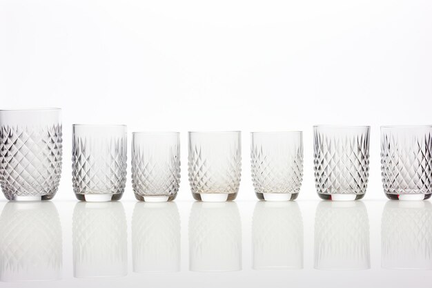 写真 鮮やかな白いグラスに複雑な白いガラスのデザイン