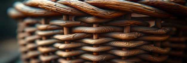 Intricate Woven Wicker Basket Texture Background Image