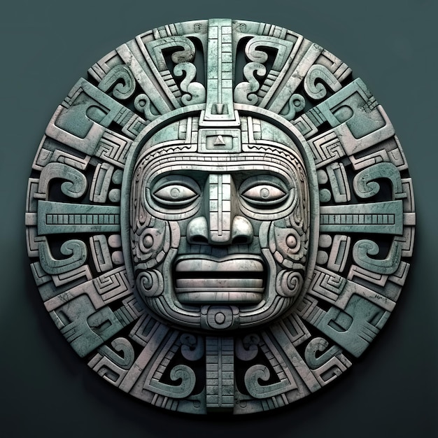 Intricately carved Mayan mask which would have been used as a death mask worn for important events